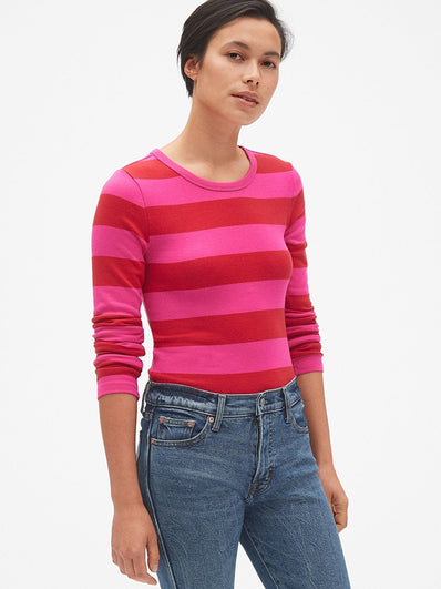 Modern Stripe Long Sleeve Crewneck T-Shirt