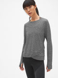 GapFit Long Sleeve Tulip-Front Top in Brushed Tech Jersey