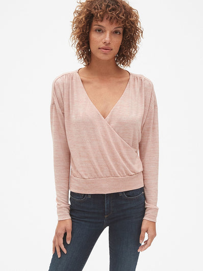 Softspun Long Sleeve Wrap-Front Top