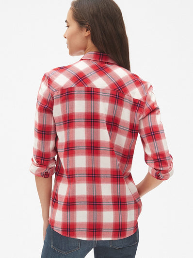 Drapey Plaid Flannel Pocket Shirt