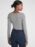 Modern Stripe Long Sleeve Boatneck T-Shirt