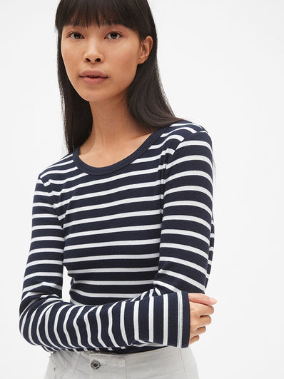 Modern Stripe Long Sleeve Crewneck T-Shirt
