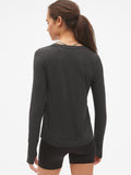 GapFit Long Sleeve Tulip-Front Top in Brushed Tech Jersey