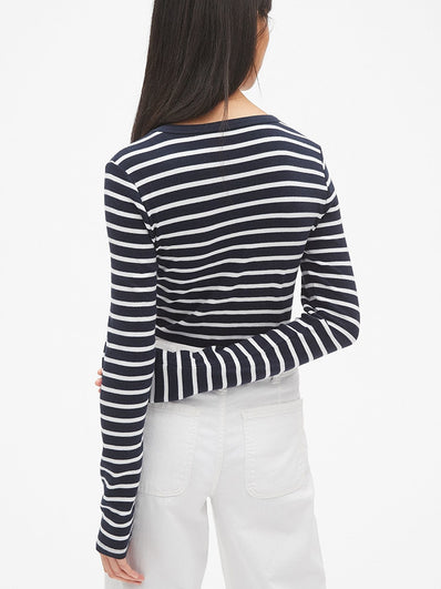 Modern Stripe Long Sleeve Crewneck T-Shirt