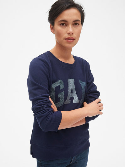 Glitter Logo Crewneck Pullover Sweatshirt