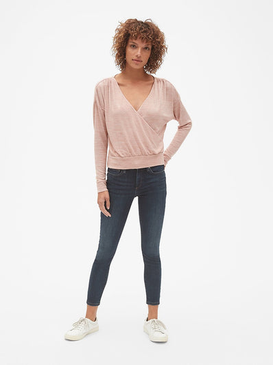 Softspun Long Sleeve Wrap-Front Top