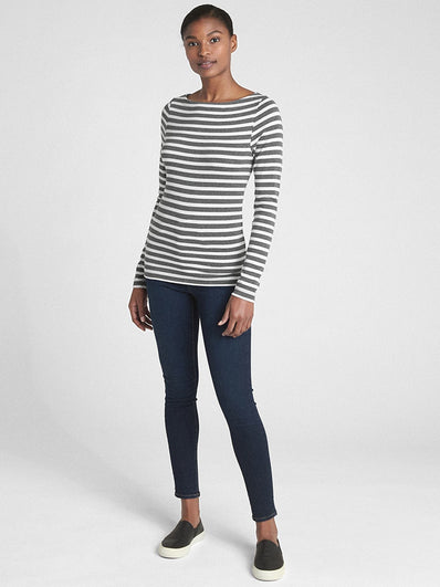Modern Stripe Long Sleeve Boatneck T-Shirt