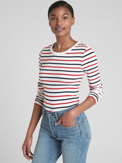 Modern Stripe Long Sleeve Crewneck T-Shirt