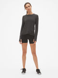 GapFit Long Sleeve Tulip-Front Top in Brushed Tech Jersey