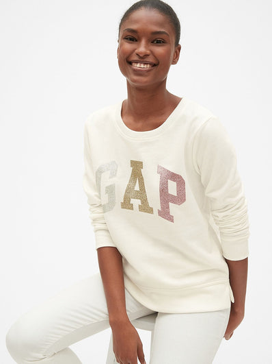 Glitter Logo Crewneck Pullover Sweatshirt