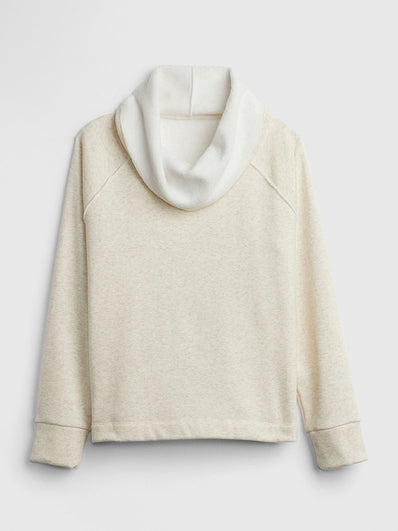 Faux-Fur Lined Funnel-Neck Pullover Sweatshirt