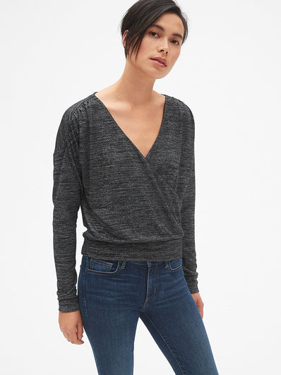 Softspun Long Sleeve Wrap-Front Top