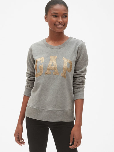 Glitter Logo Crewneck Pullover Sweatshirt