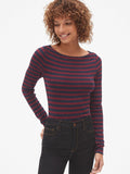 Modern Stripe Long Sleeve Boatneck T-Shirt