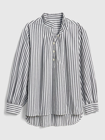 Stripe Shirred Popover Shirt