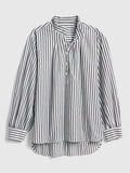 Stripe Shirred Popover Shirt
