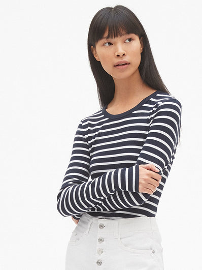 Modern Stripe Long Sleeve Crewneck T-Shirt