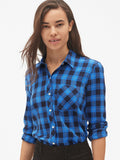 Drapey Plaid Flannel Pocket Shirt