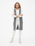 Longline Sherpa-Lined Hooded Sweater Vest