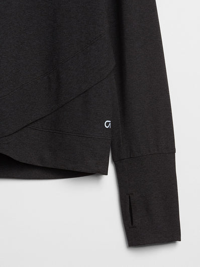 GapFit Long Sleeve Tulip-Front Top in Brushed Tech Jersey