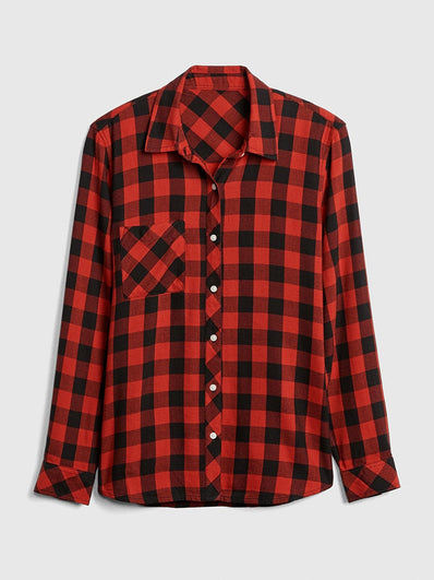 Drapey Plaid Flannel Pocket Shirt